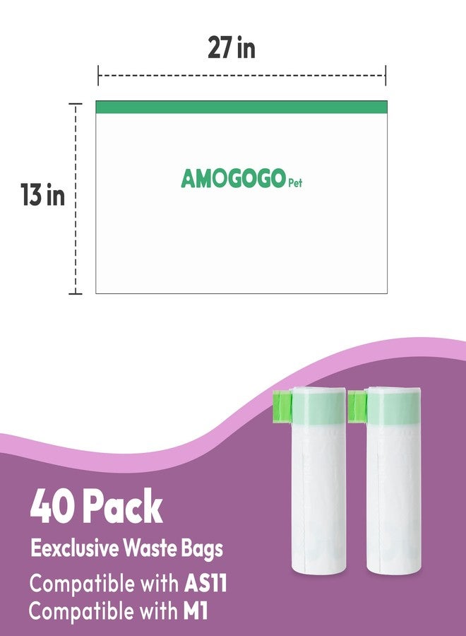 أكياس فضلات القطط من AMOGOGOPET، عبوة من 50 كيسًا، متوافقة مع صناديق فضلات القطط ذاتية التنظيف Neakasa M1 و PetPivot و wozhio و AutoScooper 11 ذات الفتحة العلوية، أكياس نفايات بديلة، بطانة صندوق الفضلات برباط، 27 بوصة × 13 بوصة - Image 5