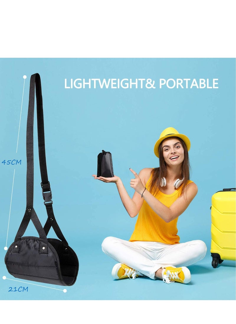 KASTWAVE - Airplane Footrest, 2 Pcs Portable Travel Flight Carry-On Foot Rest Adjustable Height Hammock, Black - Image 1