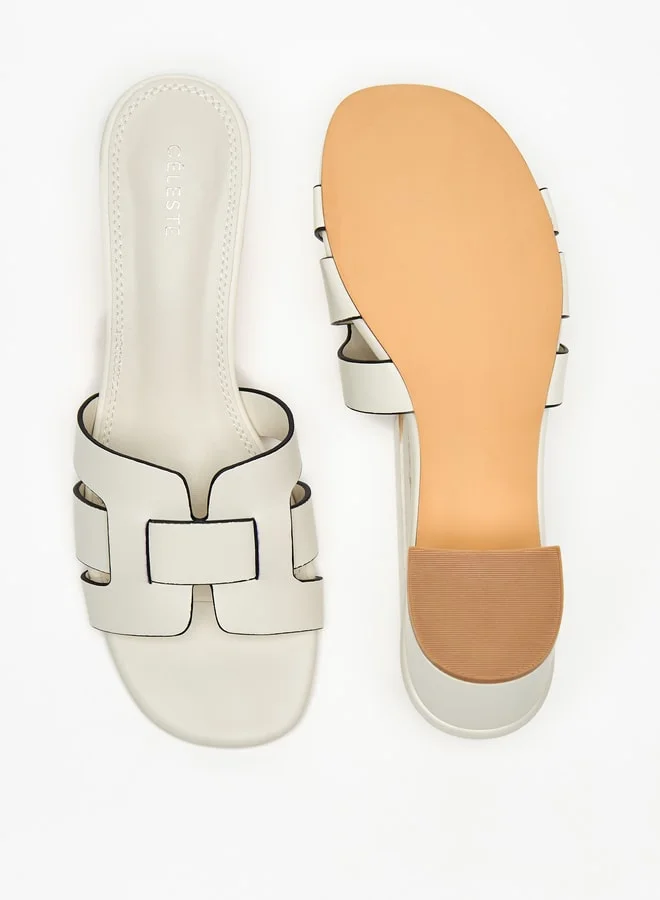 Celeste Women's Solid Slip-On Sandals with Block Heels