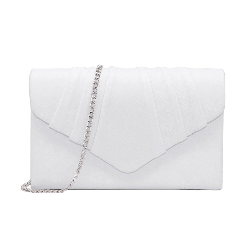 Milisente Clutch Purses For Women Formal Pleated Evening Bag Bridal Evening Clutch Bag(White) - Image 1