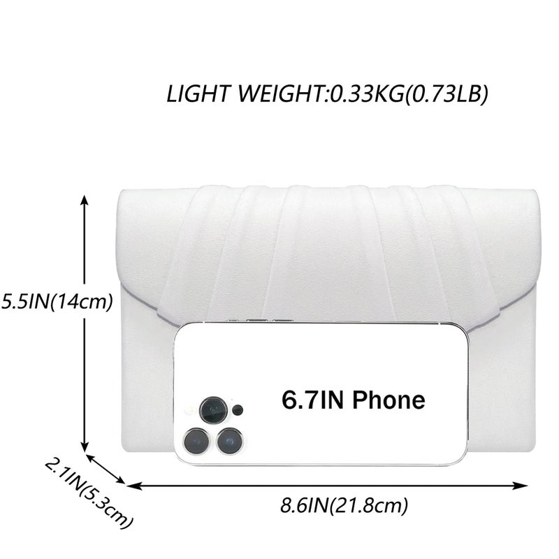 Milisente Clutch Purses For Women Formal Pleated Evening Bag Bridal Evening Clutch Bag(White) - Image 3