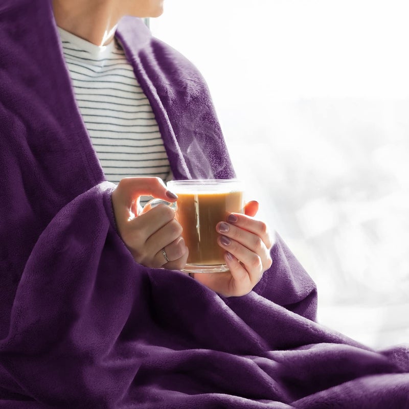 BEDELITE Fleece Blankets Queen Size Purple Throw Blankets for Bed  Luxury Plush Cozy Fuzzy Blanket 90x90 inches  Super Soft Warm Lightweight Throw Blanket All Seasons Suitable - Image 3