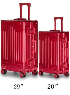 Set of 2 Hardcase Travel Suitcase Al-Mg Alloy Luggage Trolley With 4 Spinner Wheel 29" and 20" Inches