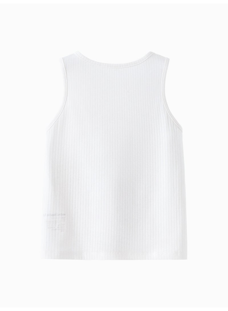 ميني بالا شرشرة لفتيات ذات أنابيب ناعمة، طوق رباعي، تصميم بلا أكمام، قطعة مريحة وقابلة للتنفس، تفاصيل لطيفة، مثالية للارتداء اليومي والطبقات الملبس للفتيات - Image 2