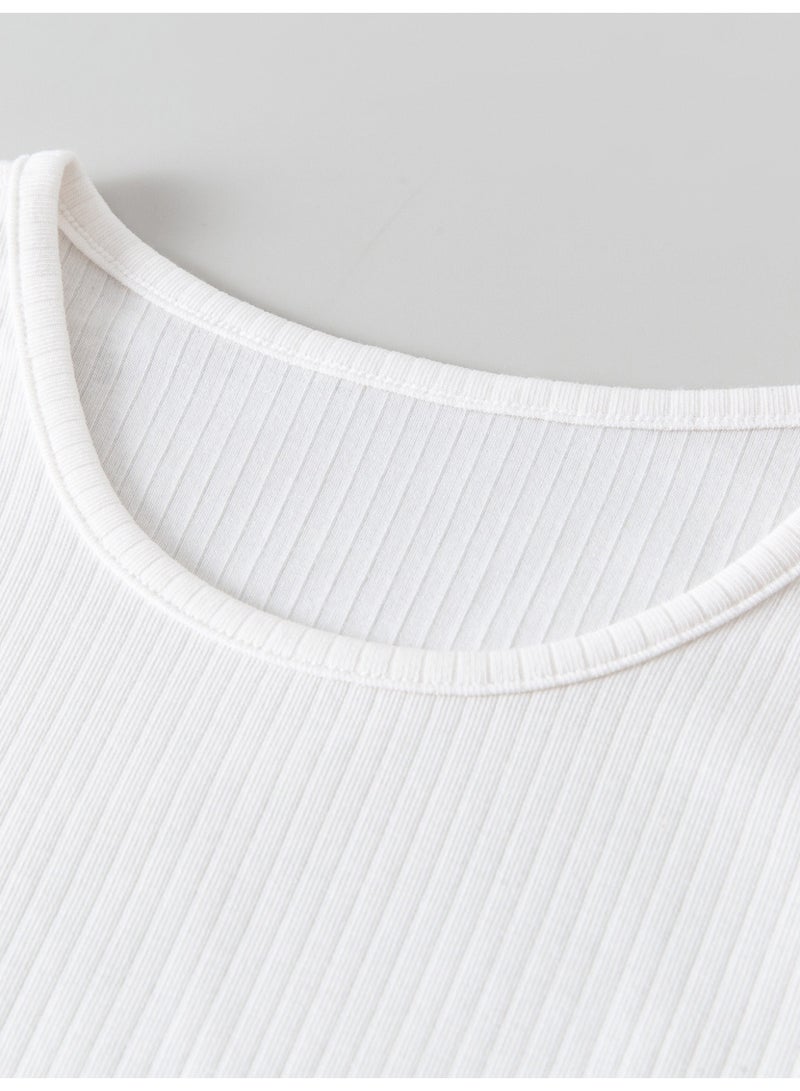 ميني بالا شرشرة لفتيات ذات أنابيب ناعمة، طوق رباعي، تصميم بلا أكمام، قطعة مريحة وقابلة للتنفس، تفاصيل لطيفة، مثالية للارتداء اليومي والطبقات الملبس للفتيات - Image 3