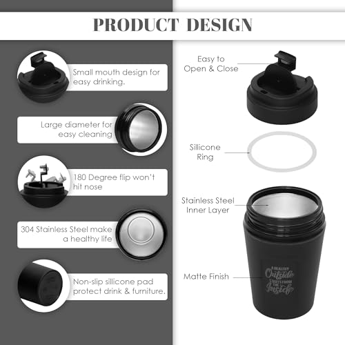 JAYPEE ZIPSIP Pu Insulated Hot & Cold Stainless Steel Coffee Mug 385 ml Travel Mug Suitable for Car, Tumbler Bottle, Tea Cup, Matte Finish Non Slip, Pink - Image 5