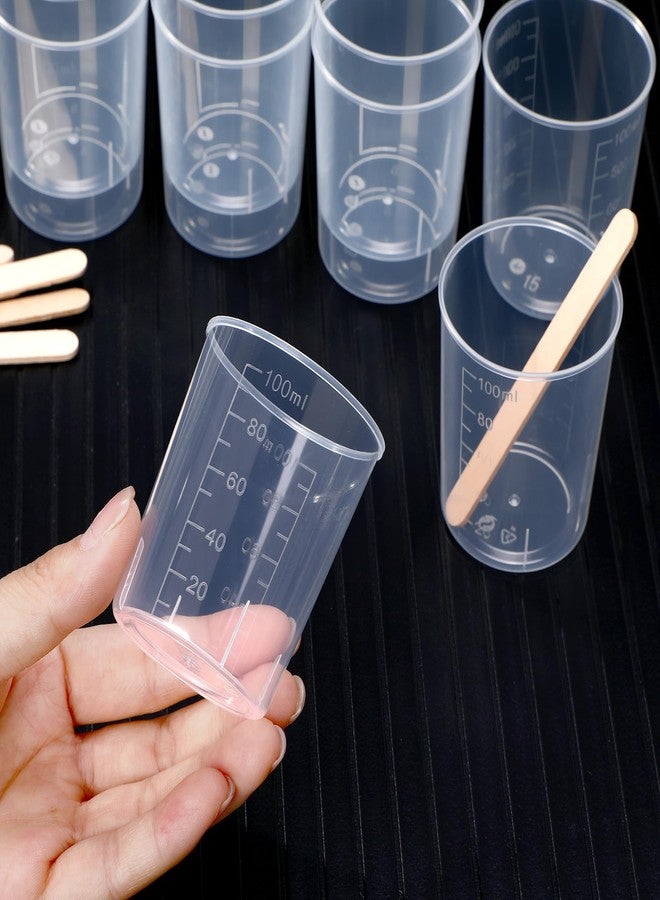 Konohan 300 Pack 3.4oz/ 100 ml Plastic Mixing Cups Disposable Measuring Cups, Epoxy Bulk Clear Beaker with Graduated for Resin, Laboratory, Liquid, Acrylic Paint Art, Medicine - Image 3