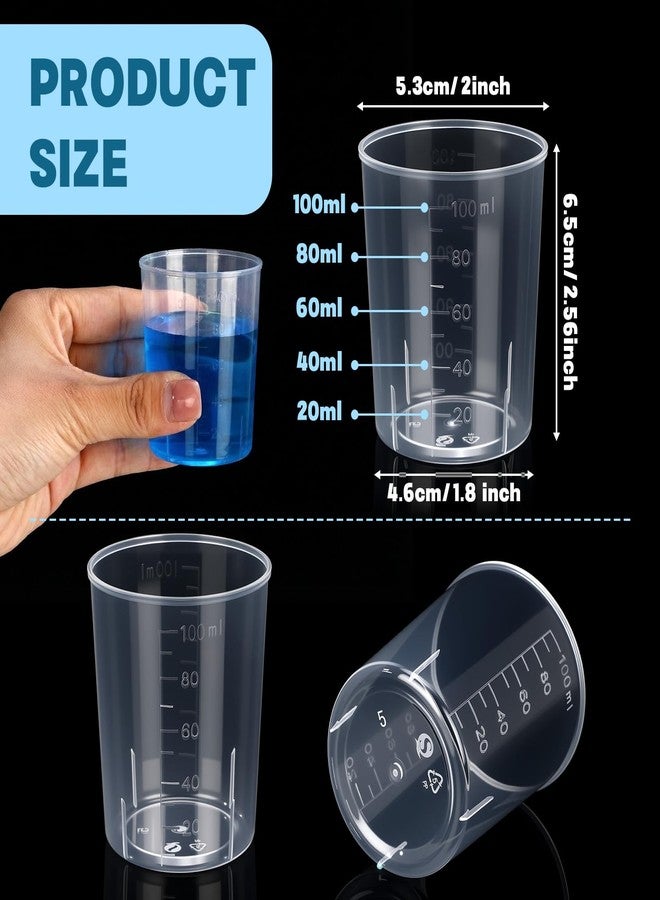 Konohan 300 Pack 3.4oz/ 100 ml Plastic Mixing Cups Disposable Measuring Cups, Epoxy Bulk Clear Beaker with Graduated for Resin, Laboratory, Liquid, Acrylic Paint Art, Medicine - Image 2