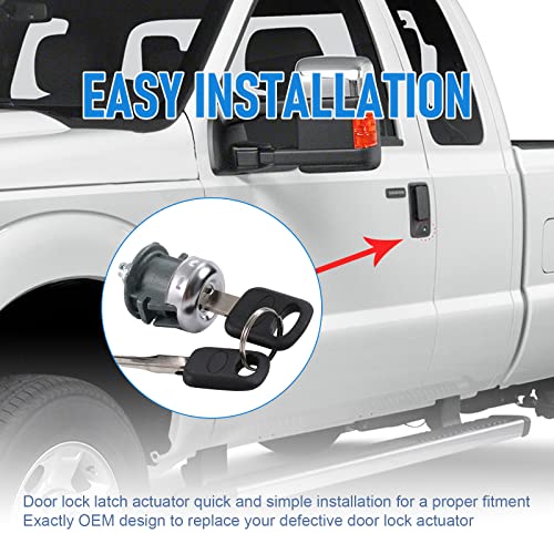 DICMIC أسطوانة قفل باب DICMIC مع مفتاح متوافقة مع فورد F150 F250 سوبر ديوتي 1997-2011 إكسبيديشن إكسرشن إكسبلورر فريستار استبدال# 7C3Z-1521990-A, 703362 - Image 3