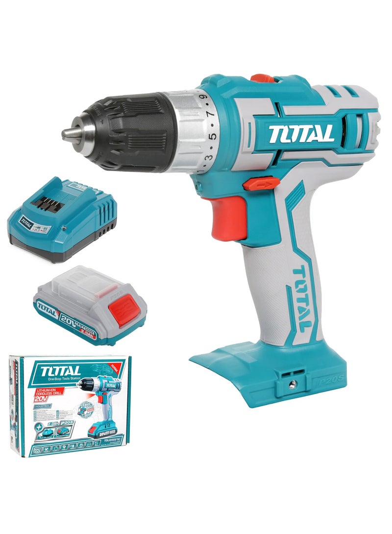 توتال مثقاب لاسلكي 20 فولت - عزم دوران 55 نيوتن متر، بطارية واحدة وشاحن - Image 1