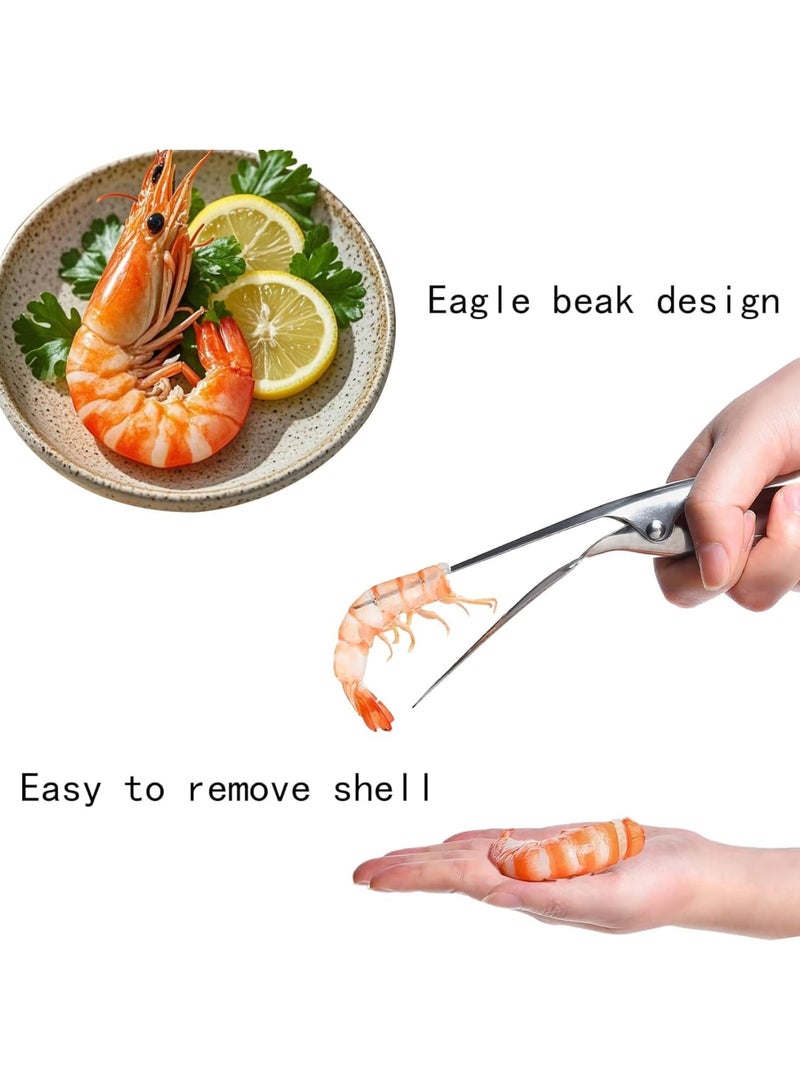 سيوسي Shrimp Deveiner Tool, Multifunctional Shrimp Peeler and Cleaner Set, Easy Deveining Knife for Kitchen, Seafood Preparation, and Cooking, Stainless Steel (Silver, 2-Piece) - Image 5
