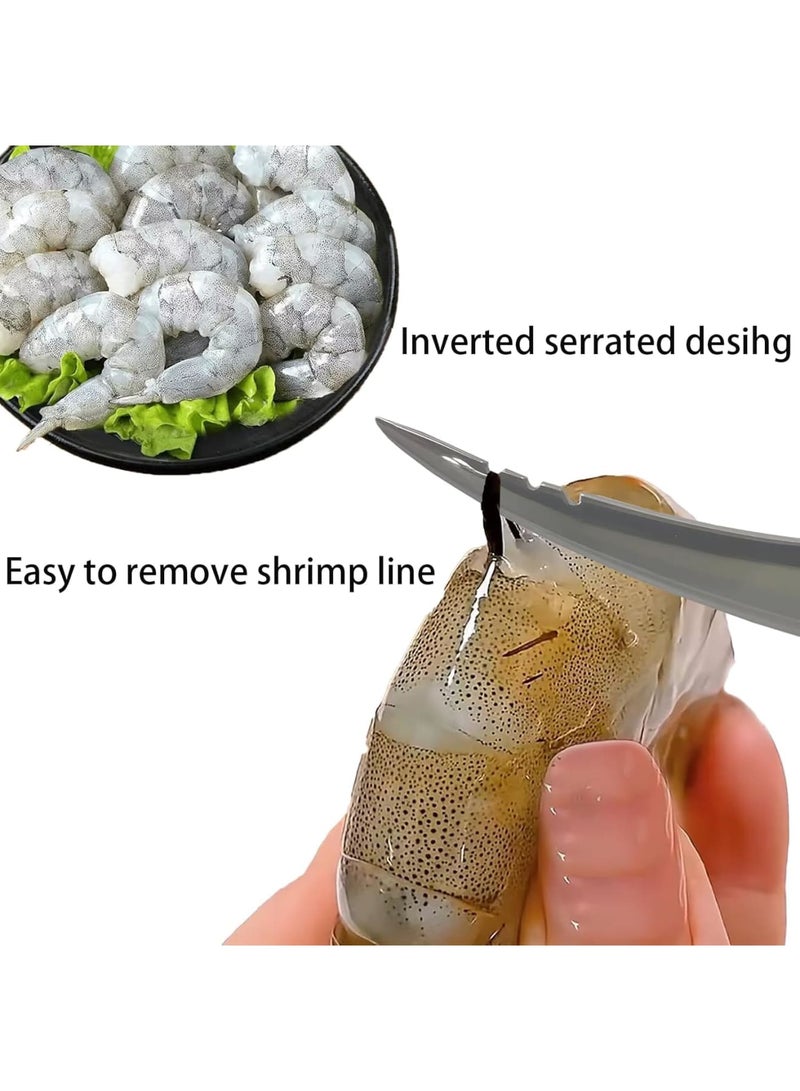 سيوسي Shrimp Deveiner Tool, Multifunctional Shrimp Peeler and Cleaner Set, Easy Deveining Knife for Kitchen, Seafood Preparation, and Cooking, Stainless Steel (Silver, 2-Piece) - Image 2