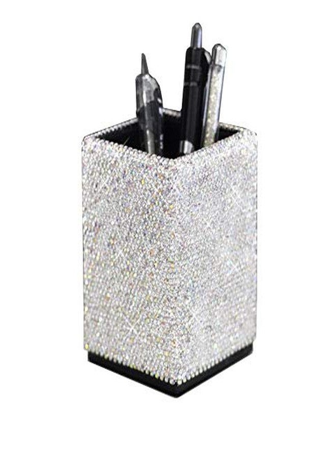 Bestbling crystal Bling Rhinestone Pen Box organizer Holder Cosmetic Container (Silver, Spquare) - Image 1