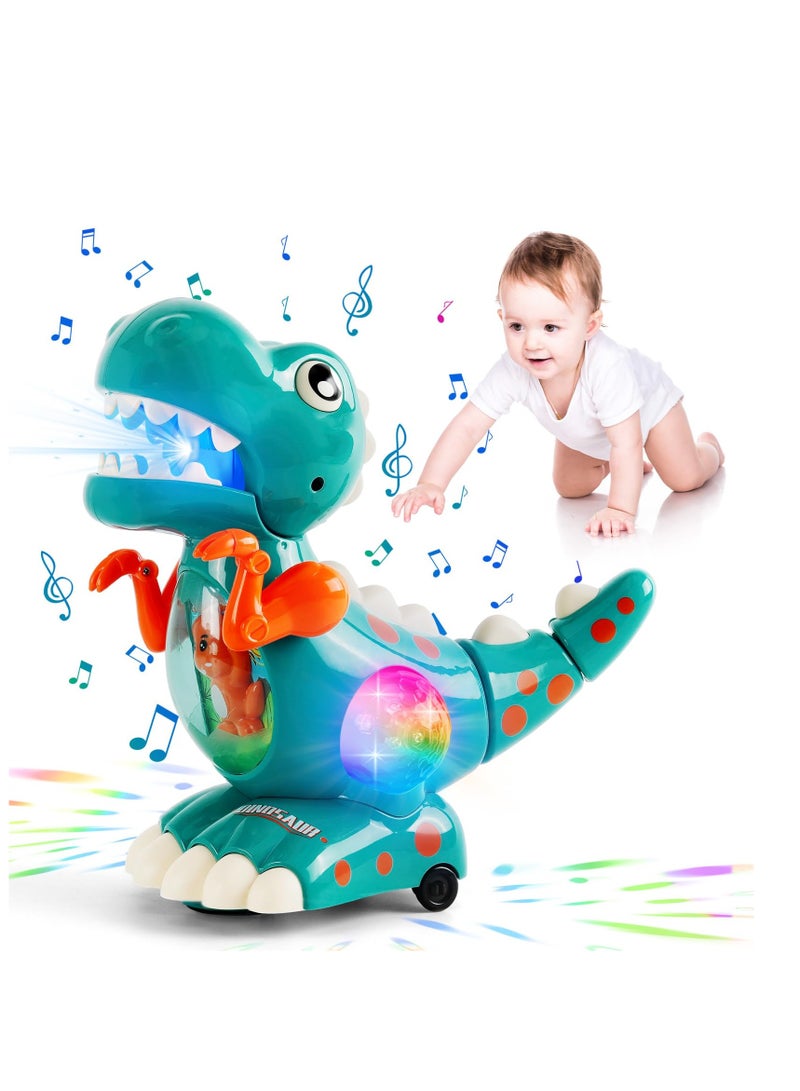 SYOSI Baby Crawling Dinosaur Toys  Baby Musical Toy Musical Light Interactive Walking Sensory Toys Automatically Avoid Obstacles Birthday Present Dino Gifts for Kids Toddler - Image 1