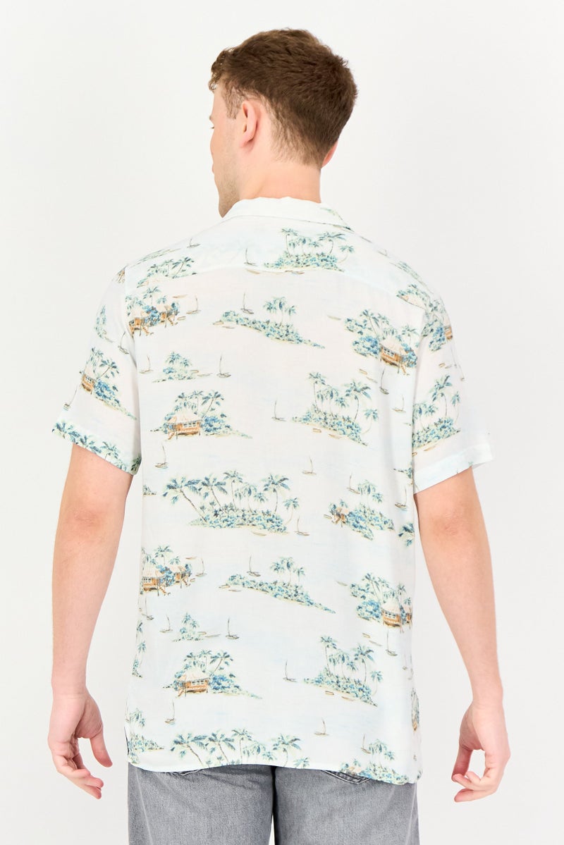 Chaps Men Regular Fit Allover Print Short Sleeve Shirt, Multicolor - Image 3