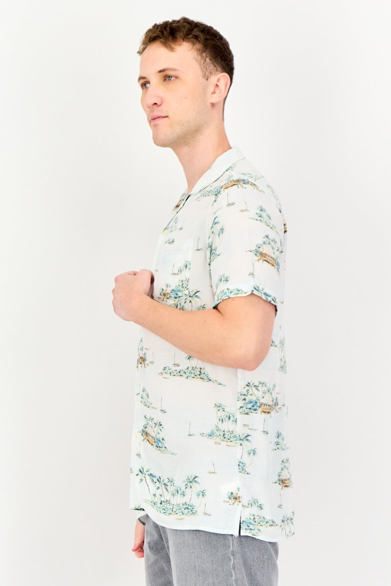 Chaps Men Regular Fit Allover Print Short Sleeve Shirt, Multicolor - Image 2