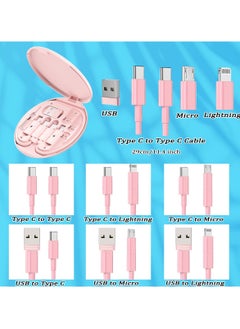 GNAFOTU Multi USB Charging Adapter Cable Kit, USB C to Lighting Adapter Box, Conversion Set USB A & Type C to Male Micro/Type C/Lightning, Data Transfer, Card Storage, Tray Eject Pin, Phone Holder,Pink  - Image 3