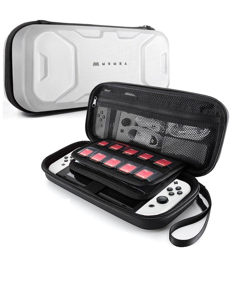 Mumba Carrying Case for Nintendo Switch OLED Nintendo Switch 2017 Plus Version Portable Protective Travel Carry handbag Pouch for BladeBattle Case Large Capacity White - Image 2