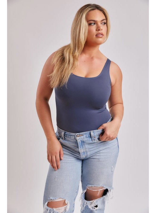Almere Everyday Essential Double Lined Basic Tank Bodysuit for Women (Blue, X Small) - Image 3