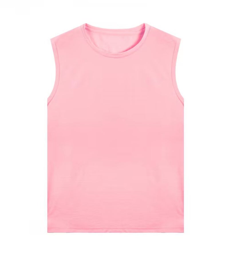 Thin Kidsren'S T-Shirt, Casual And Loose, Same Style For Men And Women, Pure Color Vest, Sleeveless, Lightweight Fiber-Feel Quick-Drying T-Shirt - Image 1