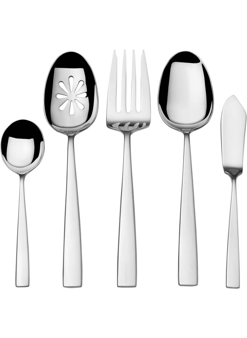 Mikasa Everett Flatware Service for 12 101 Piece Set 1810 Stainless Steel Silverware Set with Serving Utensils