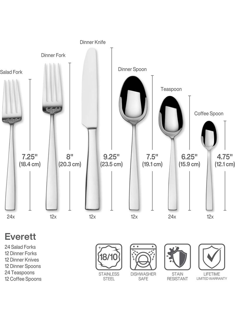Mikasa Everett Flatware Service for 12 101 Piece Set 1810 Stainless Steel Silverware Set with Serving Utensils