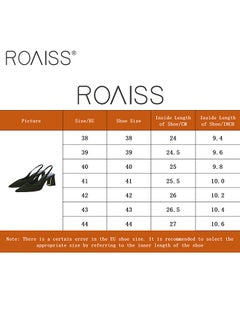roaiss Women's Pointed Thick Heeled Sandals Closed Toe Ankle Strap Frosted Texture Fashionable High Heels  - Image 2