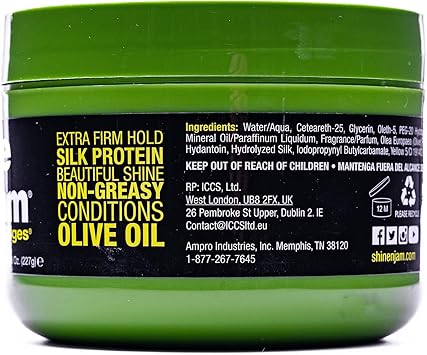 Ampro Ampro Shine N Jam Silk Edges With Olive Oil Salon Size 8oz 227g  - Image 5