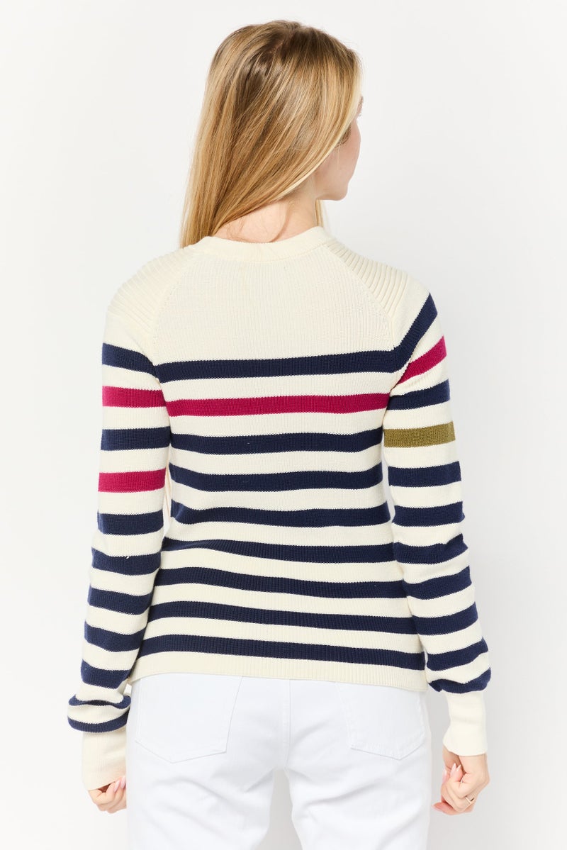 Scotch & Soda Women Crew Neck Long Sleeves Yarn Dye Sweater, Multicolor - Image 4