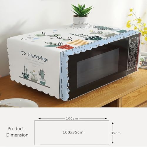 DARSHANAM WORLD Microwave Oven Cover, Waterproof Modern Design Kitchen Oven Cover Attractive Decorative Dust Proof Appliance Oven Top Cover (100 X 35 Cm) (Plant Paradise Design), Multicolor - Image 2