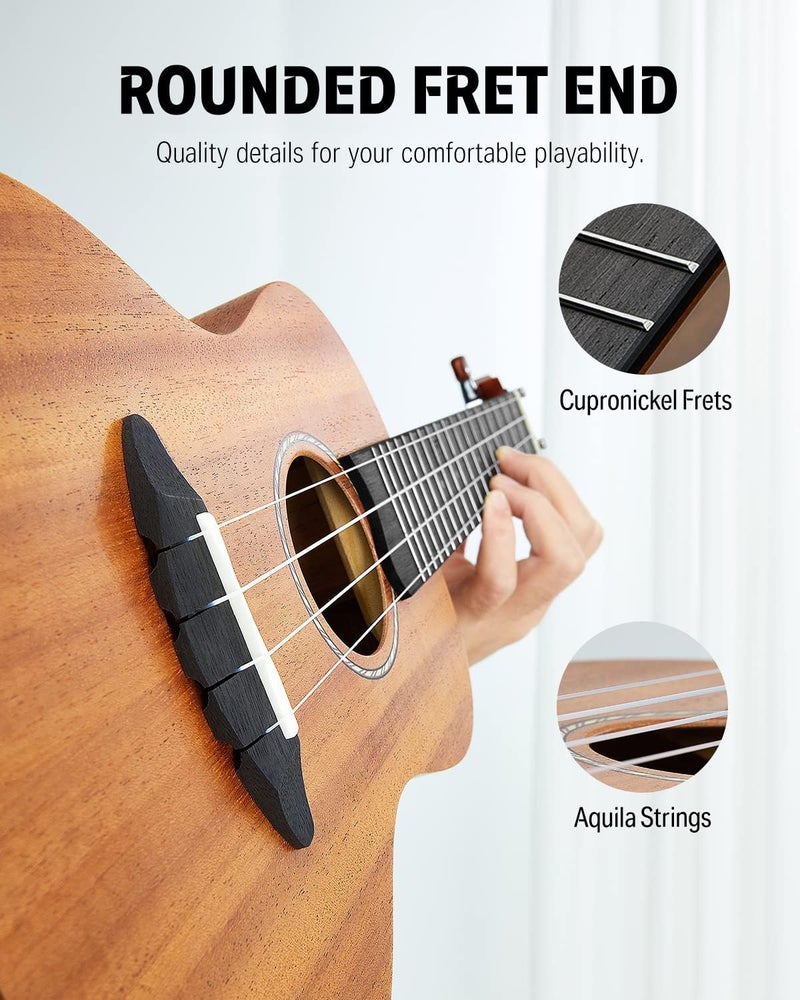Donner Soprano Ukulele Mahogany 21 inch Ukelele Beginner Kit Online Lesson Gig Bag Strap Nylon String Tuner Picks Cloth DUS-1 Ukalalee Set Christmas Gift - Image 5