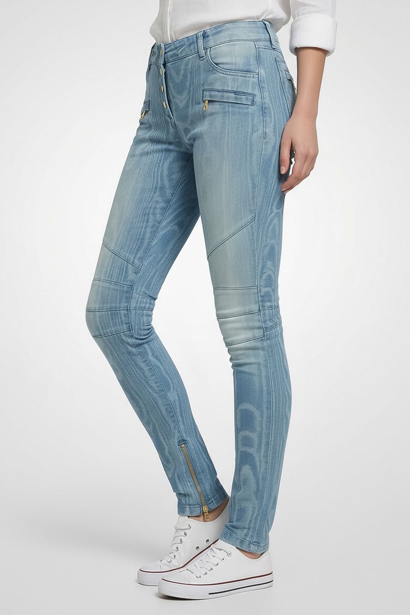 BALMAIN Women Slim Fit Straight Leg Denim Jeans, Blue - Image 2