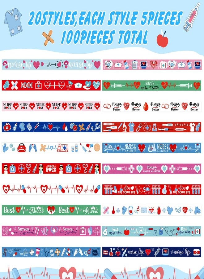 مجموعة مارسوي من 100 ربطة شعر للممرضات، 20 تصميمًا من ربطات الشعر المطاطية، ربطات شعر لا تترك أثرًا، هدية مثالية للممرضات والمعلمات والفتيات، مناسبة لمهرجان أسبوع التمريض. - Image 4