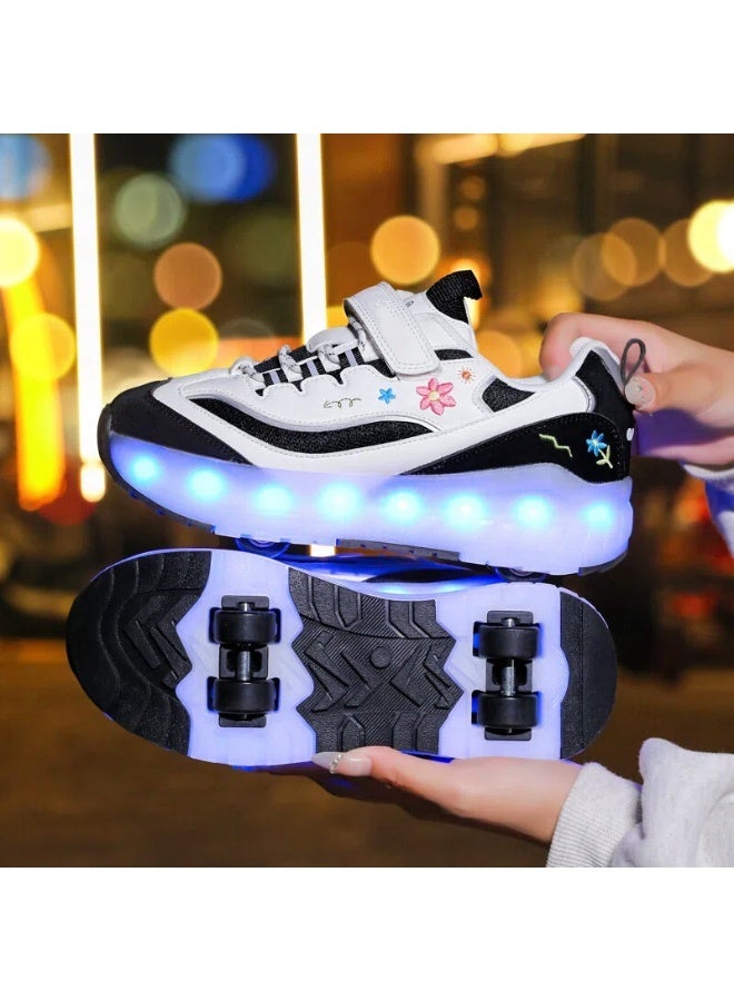 Kids' Wheeled Shoes, Colorful Light-Up Sports Roller Skates