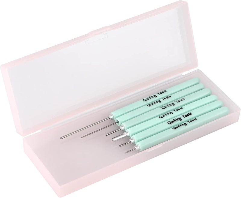 MDLUU Paper Quilling Tools with Storage Case, 5 Pieces Quilling Slotted Tools, 1 Piece Quilling Needle Pen for Paper Quilling Crafting, DIY Card Making Project - Image 1