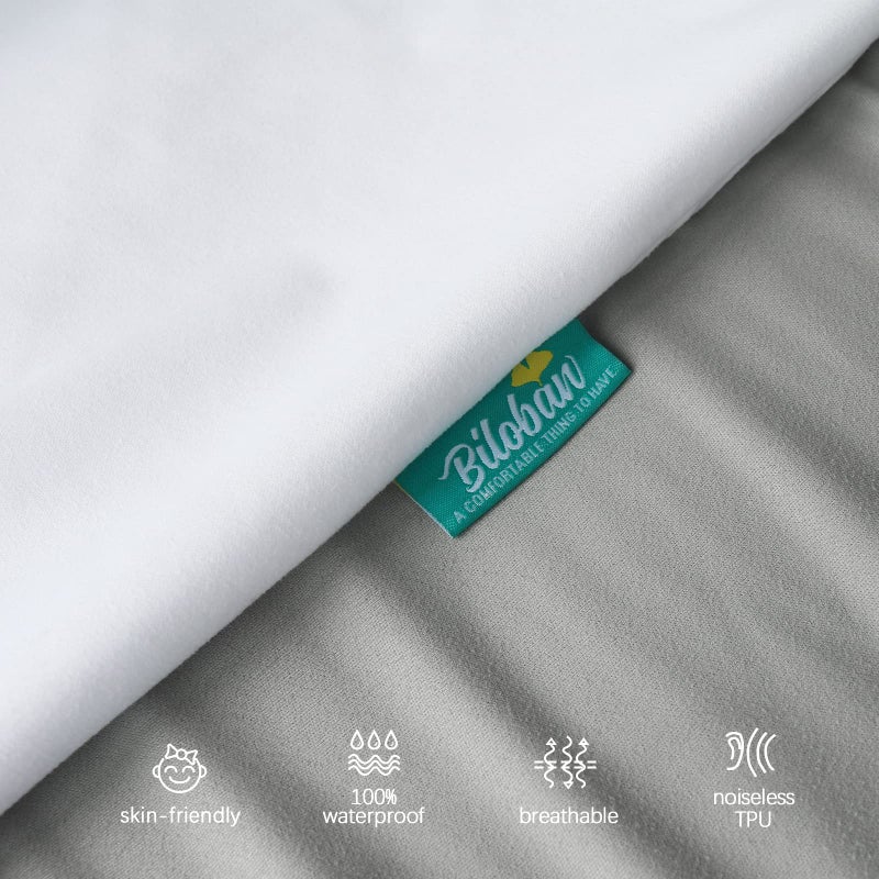 Biloban Pack and Play Sheets Waterproof 2 Pack Fitted, Compatible with Baby Graco/Dream On Me/Baby Trend/Pamo Babe Pack n Play/Playard and Other 38" X 26" Playpen Mattress, Grey & White - Image 3