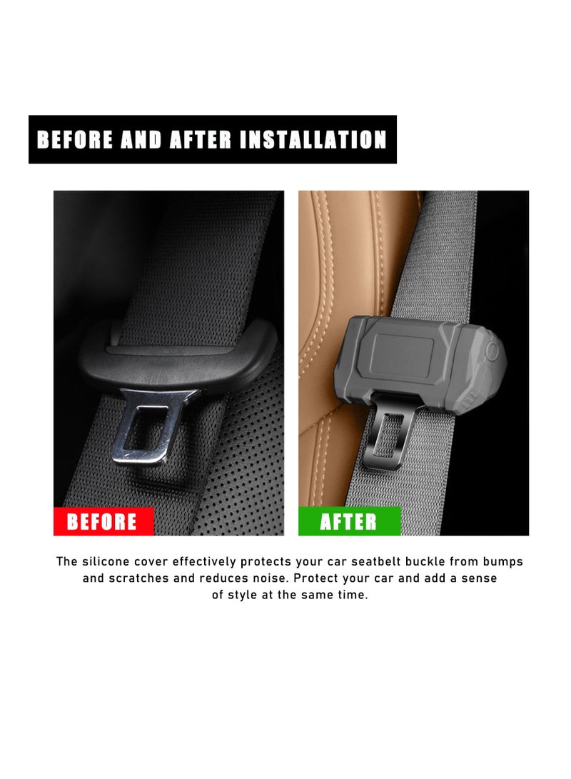Excefore Car Seat Belt Buckle Covers, 2 PCS Anti-Scratch Silicon Seat Belt Buckle Protector for Car Safety, Automotive Seat Belt Clips Cover for Van Truck, Interior Car Accessories, Gray - Image 5