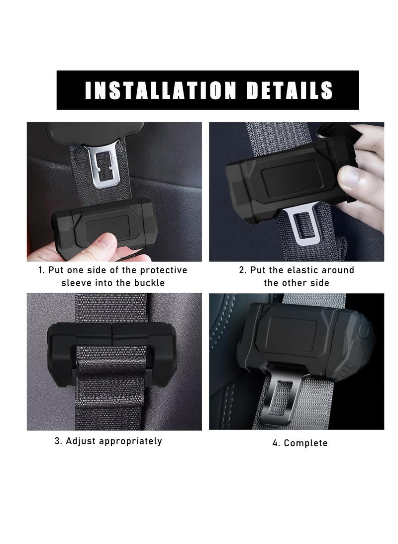 Excefore Car Seat Belt Buckle Covers, 2 PCS Anti-Scratch Silicon Seat Belt Buckle Protector for Car Safety, Automotive Seat Belt Clips Cover for Van Truck, Interior Car Accessories, Gray - Image 3