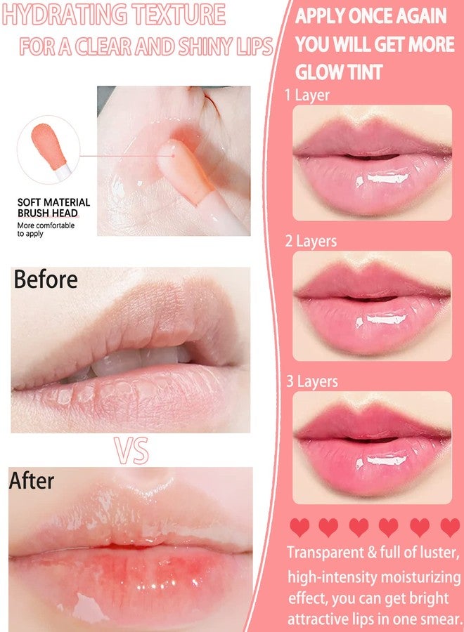 LYSdefeu Hydrating Plumping Lip Glow Oil,Tinted Lip Gloss,Transparent Toot Lip Oil,Long Lasting Moisturizing Clear Glow Reviver Lip Oil for Lip Care Dry Lips,Women's Day Makeup Gift for Women(#001 Pink) - Image 5