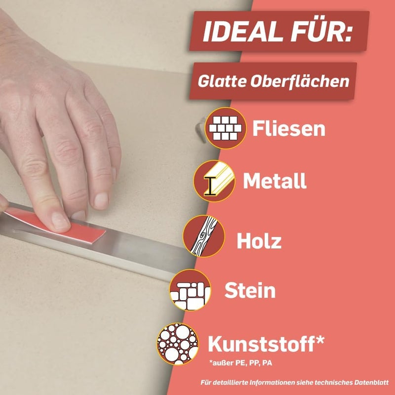 باتكس لاصق بدلاً من شريط الحفر، شريط مزدوج الجوانب قوي للغاية، شريط لاصق مزدوج للتركيب الداخلي والخارجي، للتركيب على الحائط بدون حفر، 19 مم × 1.5 متر - Image 3