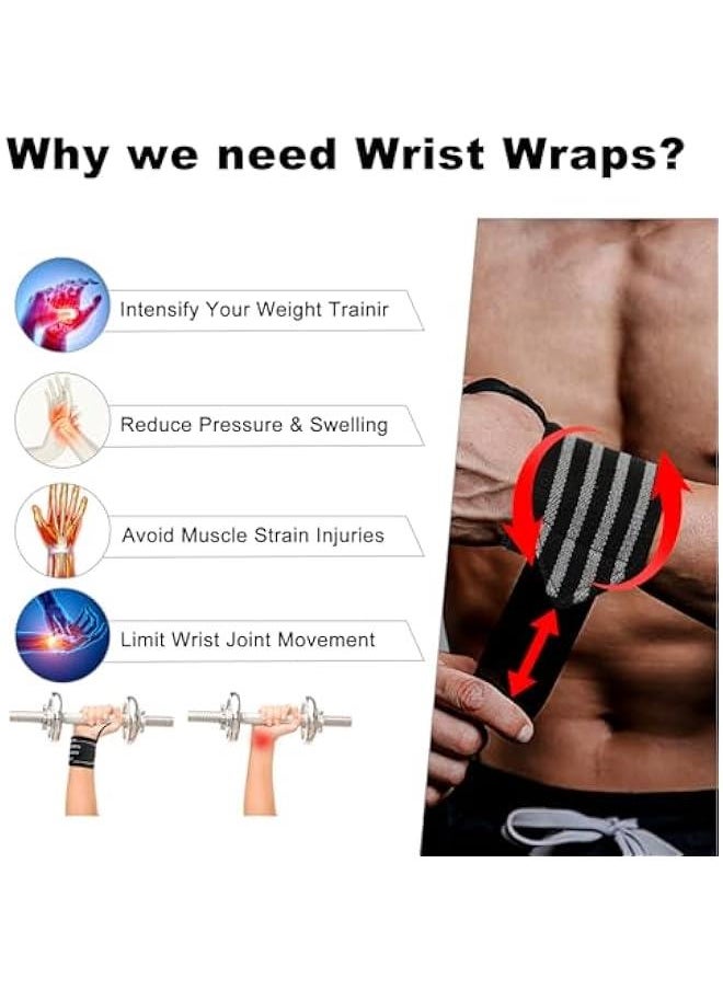Generic - 19'' Professional Wrist Wraps for Weightlifting, Heavy Duty Gym Wrist Straps for Working Out, Weight Lifting Wrist Brace for Men & Women, Wrist Support with Thumb Loop for Bench Press, Deadlift - Image 1