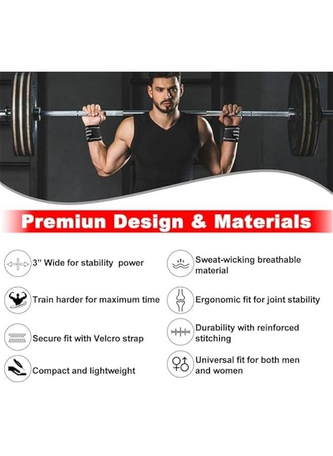 Generic - 19'' Professional Wrist Wraps for Weightlifting, Heavy Duty Gym Wrist Straps for Working Out, Weight Lifting Wrist Brace for Men & Women, Wrist Support with Thumb Loop for Bench Press, Deadlift - Image 1
