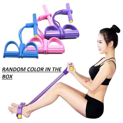 DLALA 4-Tube Resistance Band Pedal Puller for Leg and Stomach Exercise | Yoga and Home Gym Equipment for Men and Women | Stretching Band, Stirrup Puller, Exercise Rope - Image 2