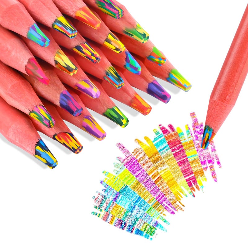 TINNIVI 12 Colors Rainbow Pencils for Kids 12 Pieces Rainbow Colored Pencil Art Presents for Adult Red Wooden Multi Colored Pencils Bulk Cool Supplies for Coloring Drawing Sketching Presharpened - Image 3