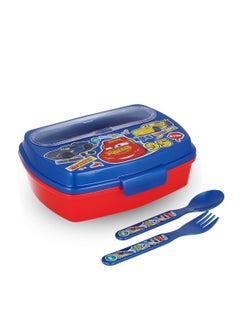 Disney Funny Sandwich Box with Cutlery Cars Stickers BPA Free Portable Lunch Container for Kids Customizable Design Perfect for Disney Cars Fans  - Image 1
