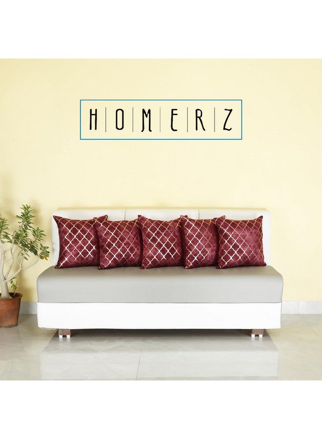 Homerz Homerz Set of 5 Velvet scorpip HD Foil Print Cushion Cover, 16 x 16 inch, Royal Look with Definite Finish (Maroon)  - Image 3