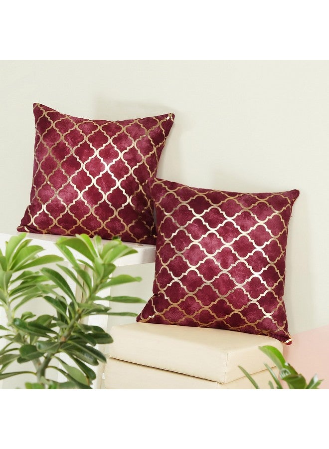 Homerz Homerz Set of 5 Velvet scorpip HD Foil Print Cushion Cover, 16 x 16 inch, Royal Look with Definite Finish (Maroon)  - Image 2