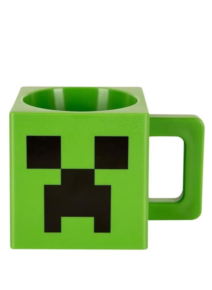 general Minecraft Mug Kids Water Cup Creeper Face - Square Plastic Cup, Green, 9.8 oz - Image 1