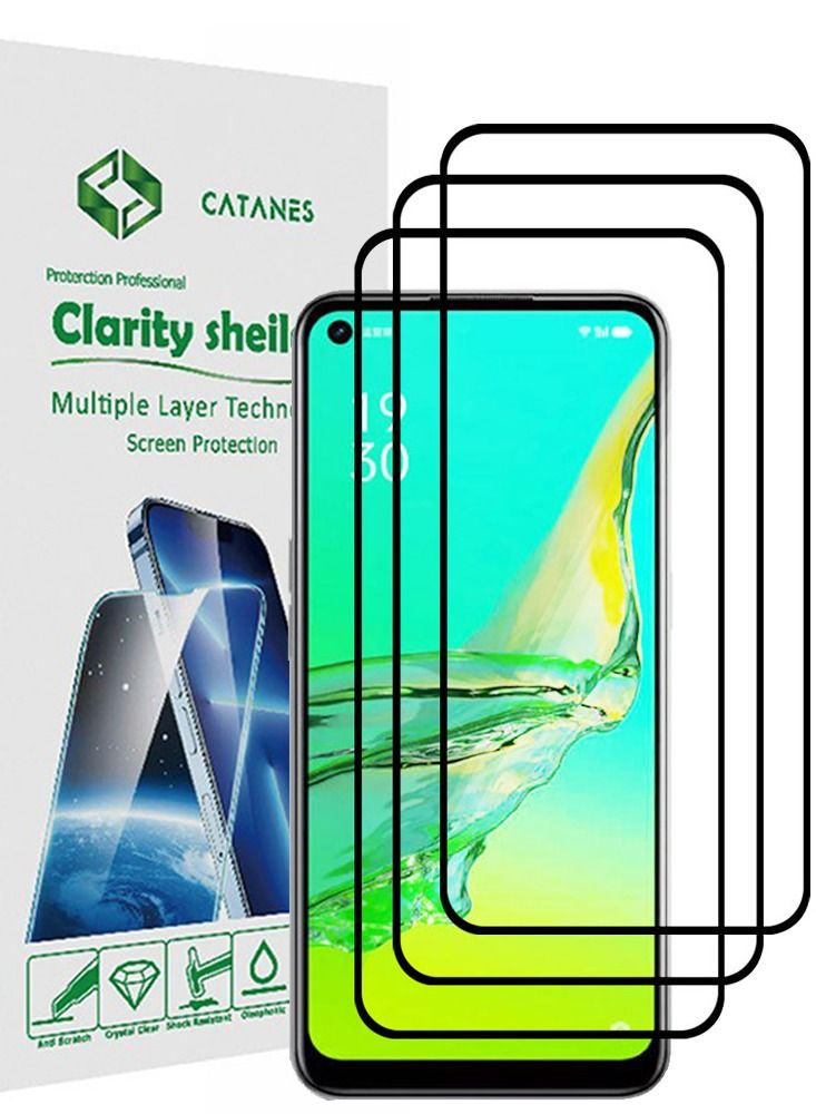 CATANES 3 Pack For Oppo A11s Screen Protector Tempered Glass Full Glue Back - Image 1