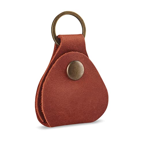IRIDESCENT Leather Guitar Pick Holder Keychain, Guitar Pick Holder Case Bag, Plectrum Key Fob Cases Bag, Gift for Guitar Players (Cognac) - Image 5